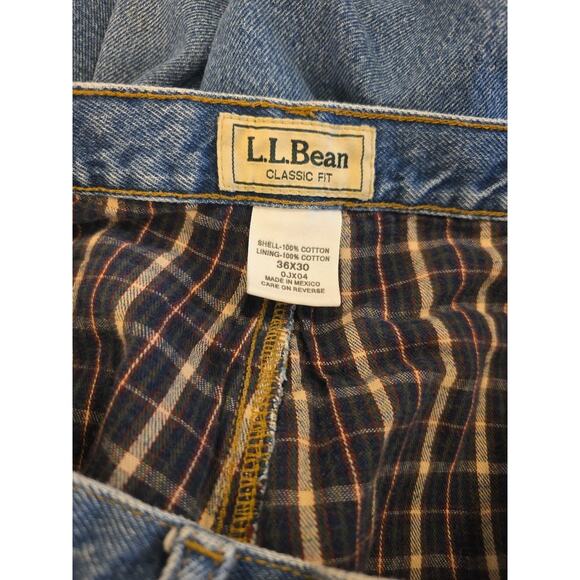 LL Bean Men's 36x30 Flannel Lined Denim Blue Jeans Classic Fit OJX04 cold Weathe - Picture 8 of 12